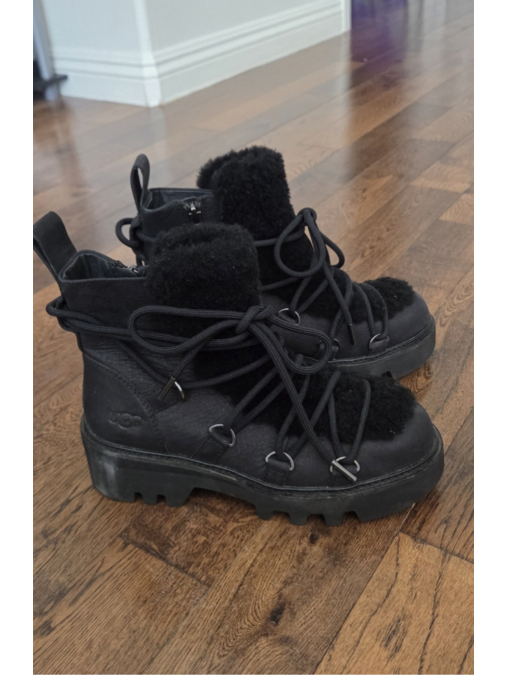 Kith × UGG Black Lace Up Moto Leather Boots size 7[Rare]